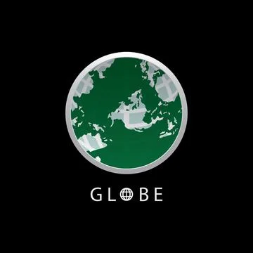 Globe map round earth logo vector image,Vector earth globes isolated on black Stock Illustration