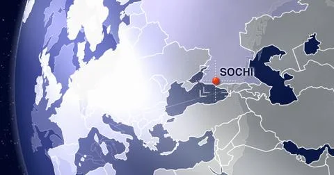 Globe map, RUSSIA Sochi, blue Stock Illustration