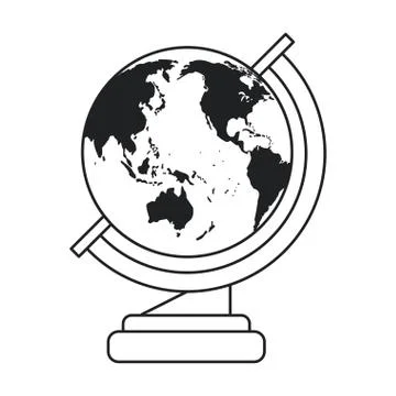 Globe map school design thin line Stock Illustration