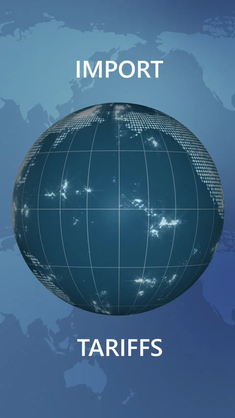 Globe Map Tariffs Text Loop 스톡 동영상 334609881