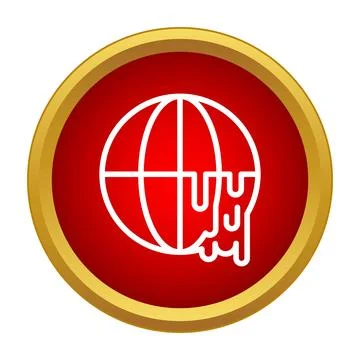 Globe melting icon symbolizing global warming concept Stock Illustration
