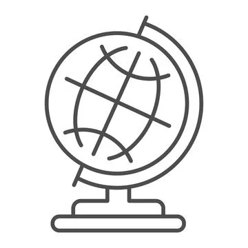Globe with meridians on stand thin line icon, education concept, earth globe Stock Illustration