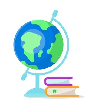 Globe model and books vector design element Illustrazione stock