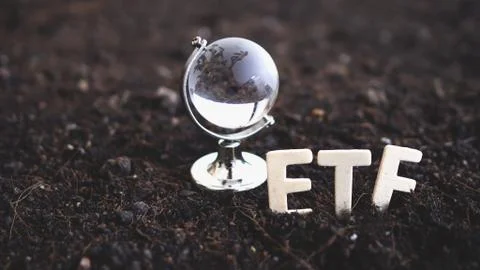 Globe Models and "ETF" text, Concept Stock Photos