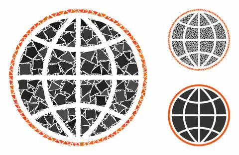 Globe Mosaic Icon of Unequal Elements Stock Illustration