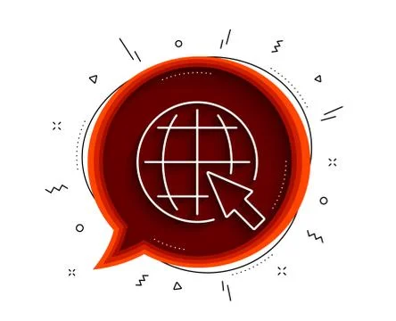 Globe with mouse cursor line icon. World sign. Vector Stockillustratie
