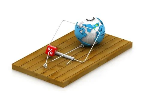 Globe in mousetrap. Illustrazione stock