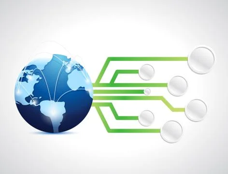 Globe network and circuit. illustration Stock Illustration