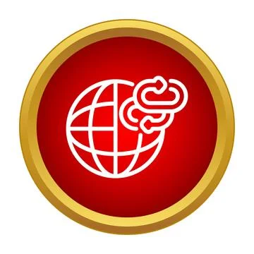 Globe with network connection symbol in red circle Stock Illustration