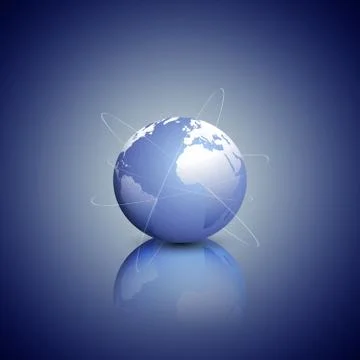 Globe network connections, blue design background vector illustration Illustrazione stock
