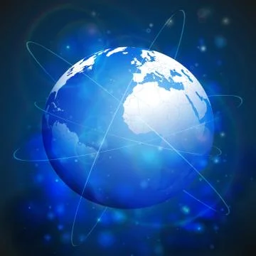 Globe network connections, blue design background vector illustration Illustrazione stock
