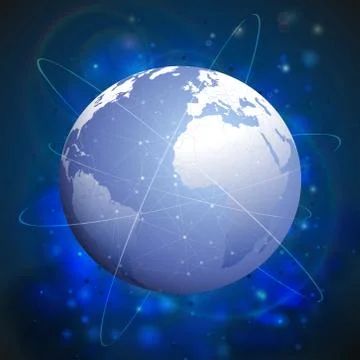 Globe network connections, blue design background vector illustration Stock Illustration