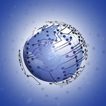 Globe network connections, blue design background vector illustration Stockillustratie