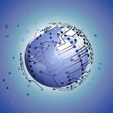 Globe network connections, blue design background vector illustration Illustrazione stock