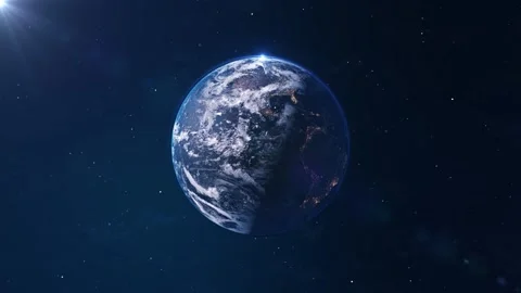 Globe with network line spinning and orbit in the universe with lighting effect Stock Footage 333965604