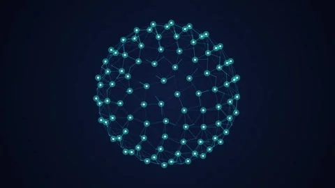 Globe network line spinning with digital data connection points and futuristi Stock Footage 346935619