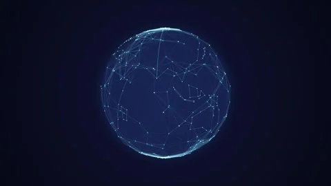 Globe network line spinning with glowing digital data lines representing glob Stock Footage 346935716