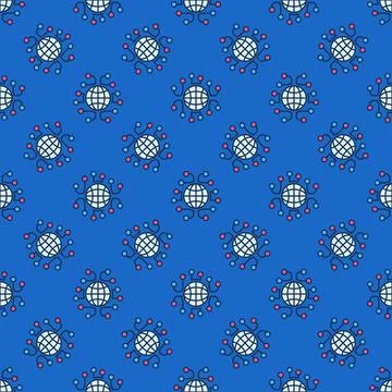 Globe with Neural Network vector Global Brain colored seamless pattern Stockillustratie
