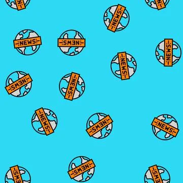 Globe news media vector seamless pattern Stock Illustration