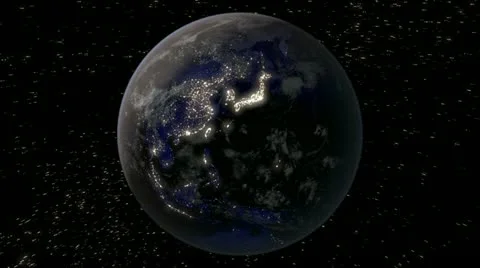 Globe - Night/Day Cycle over Eastern Asia Video stock 20438305