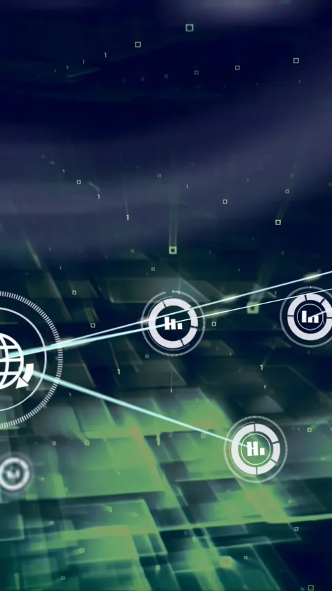 Globe node sending bright line, tech HUD network expanding, visualizing chart 스톡 동영상 331077727