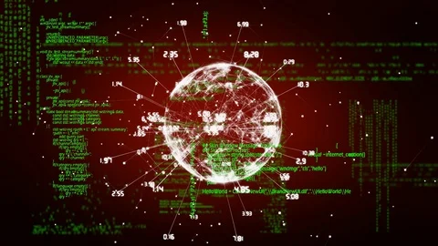 Globe with numbers and digital codes. Stock Footage 107673133