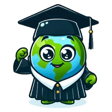 Globe, offering a thumbs up while donning a cap and gown for graduation Stock Illustration