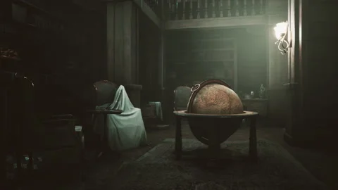 Globe in the old classic room Vídeo Stock 158931333