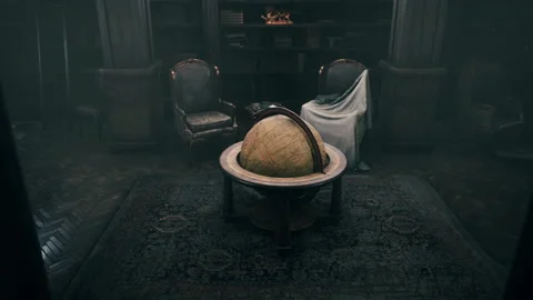 Globe in the old classic room 库存影片 161547066