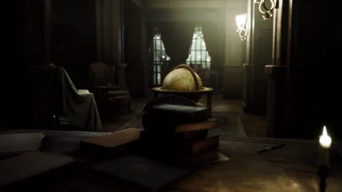 Globe in the old classic room Stock-Footage 163044846