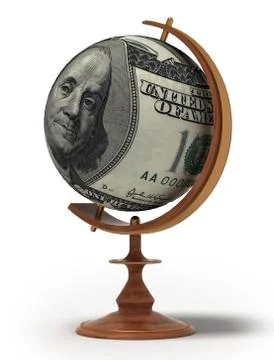 Globe of one hundred dollars banknote Stock Illustration