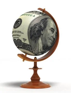 Globe of one hundred dollars banknote Ilustración de archivo