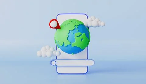 Globe or Earth with Clouds, Planet Earth and Search Frame, Search Bar Stock Illustration