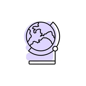 Globe outline with color shadow vector icon in education set Stockillustratie