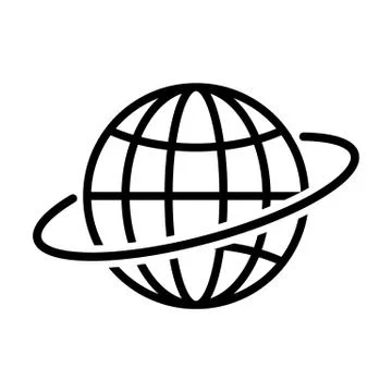 Globe outline icon in flat style. Earth symbol Stock Illustration