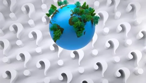 Globe over question marks Ilustração Stock