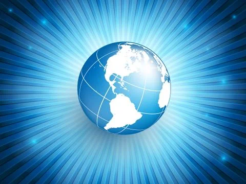 Globe over rays  with copy space. eps10 Stock Illustration