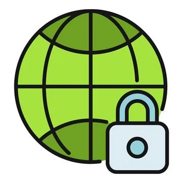 Globe with padlock symbolizing internet security and data protection Stock Illustration