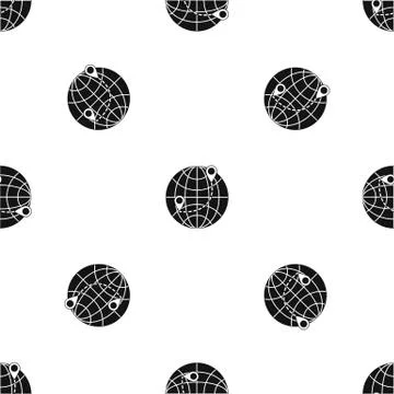Globe pattern seamless black Stock Illustration