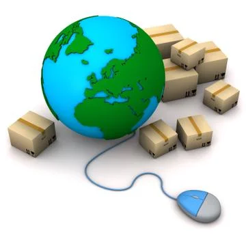 Globe pc-mouse packing case Stockillustratie