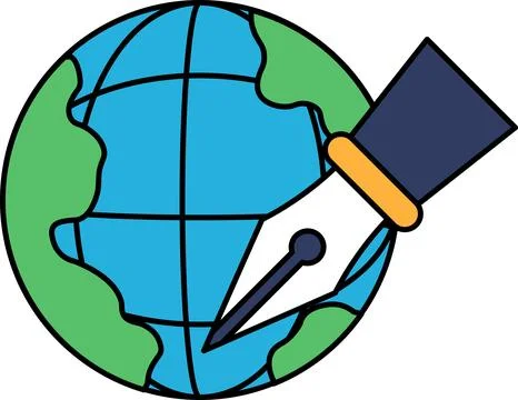 A globe with a pen on it Illustrazione stock