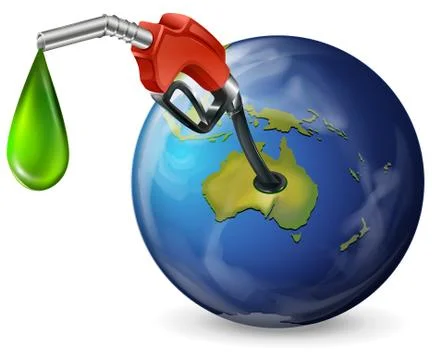 A globe with a petrol pump Stock Illustration