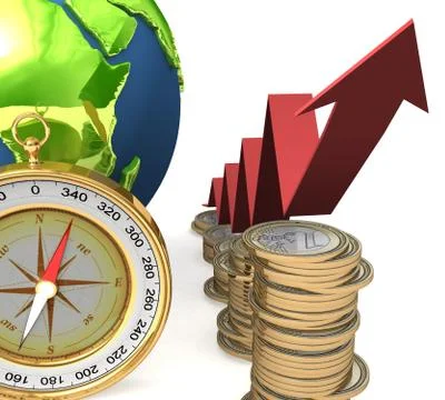 Globe on the pile of coins Stock Illustration