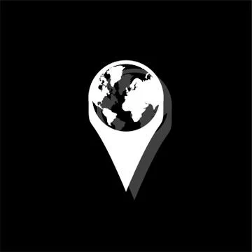 Globe pin icon flat Stock Illustration