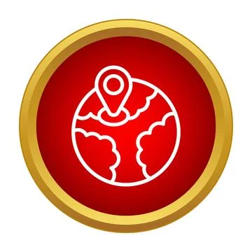 Globe pin icon representing global location and navigation Stock Illustration