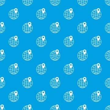 Globe with pin pattern seamless blue Illustrazione stock