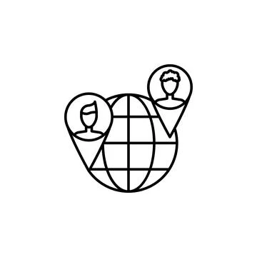 Globe, pin, work in the distance icon. Simple line, outline vector elements of Stock Illustration