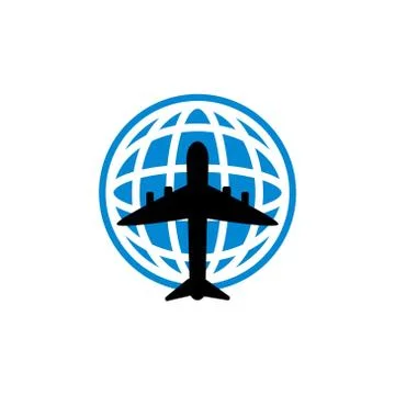 Globe plane vector graphic design illustration Stock Illustration
