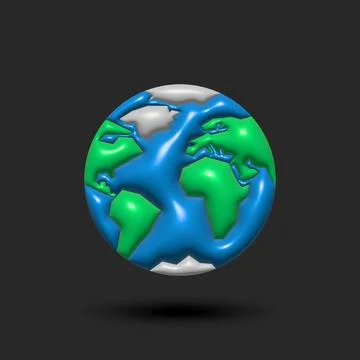 Globe planet earth model isolated on black background, cartoon 3d illustratio Stock Photos