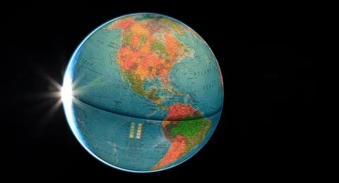 Globe of planet Earth rotates / spinning in a loop / miniature in 4k Stock Footage 110770771